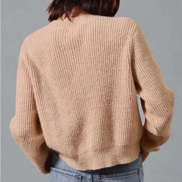 So Me Cropped Bow Cardigan Sweater Beige Plaid Bow Detail Women’s Medium - Picture 2 of 11